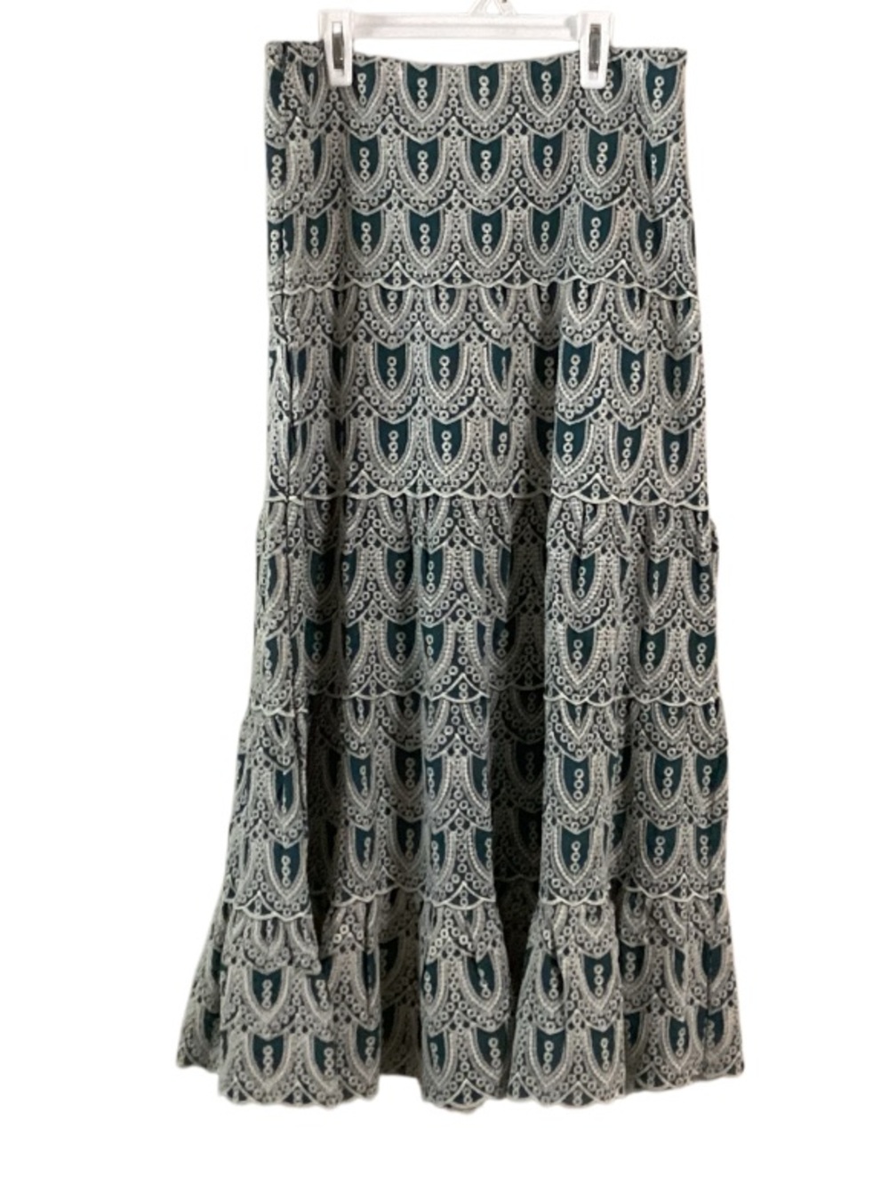 Laffaire Boho Tiered Embroidered Maxi Skirt Small NWT